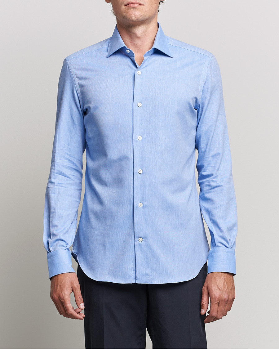 Men | Shirts | Mazzarelli | Soft Twill Cotton Shirt Light Blue