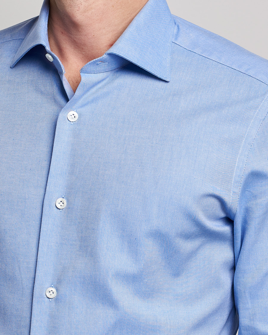 Men | Shirts | Mazzarelli | Soft Twill Cotton Shirt Light Blue