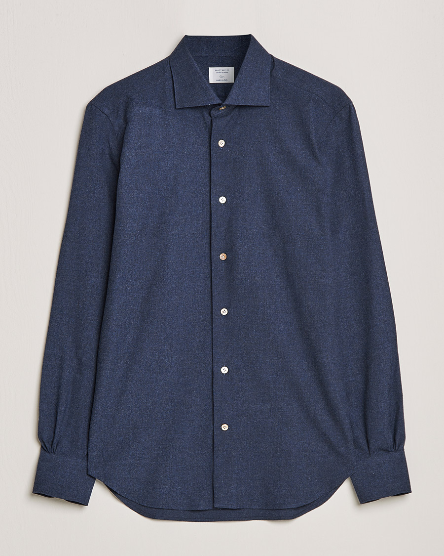 Men | Shirts | Mazzarelli | Soft Flannel Shirt Navy