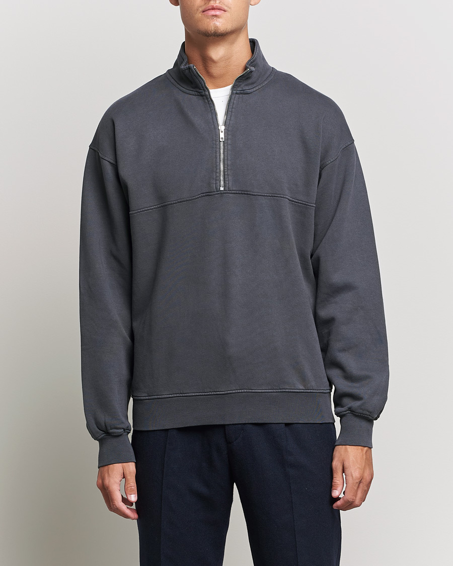 Men | Sweaters & Knitwear | Colorful Standard | Classic Organic Half-Zip Lava Grey