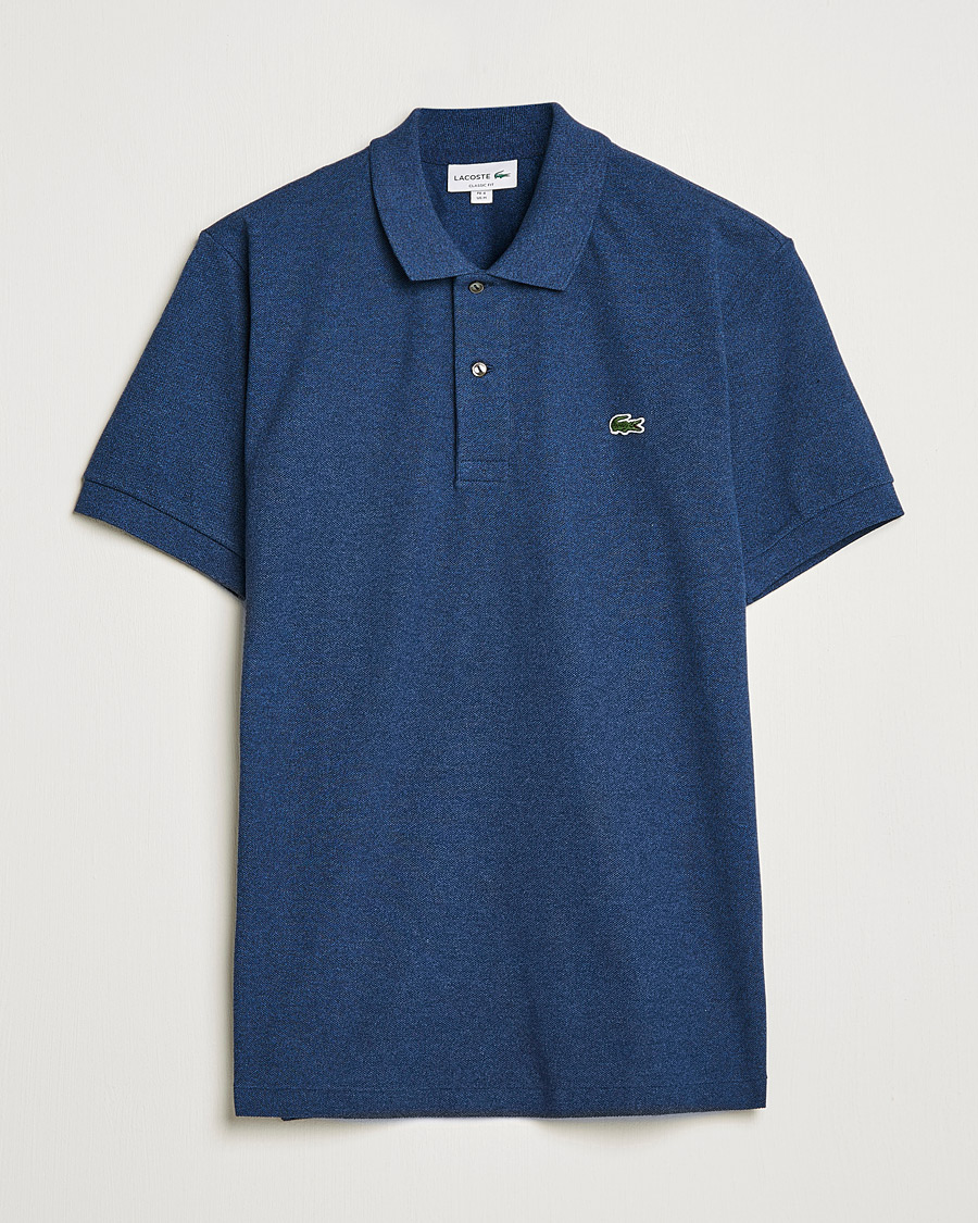 Men | Polo Shirts | Lacoste | Original Polo Melange Piké Dark Indigo Blue