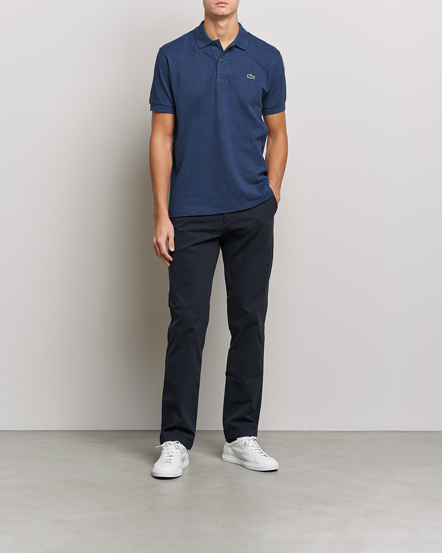 Men | Polo Shirts | Lacoste | Original Polo Melange Piké Dark Indigo Blue