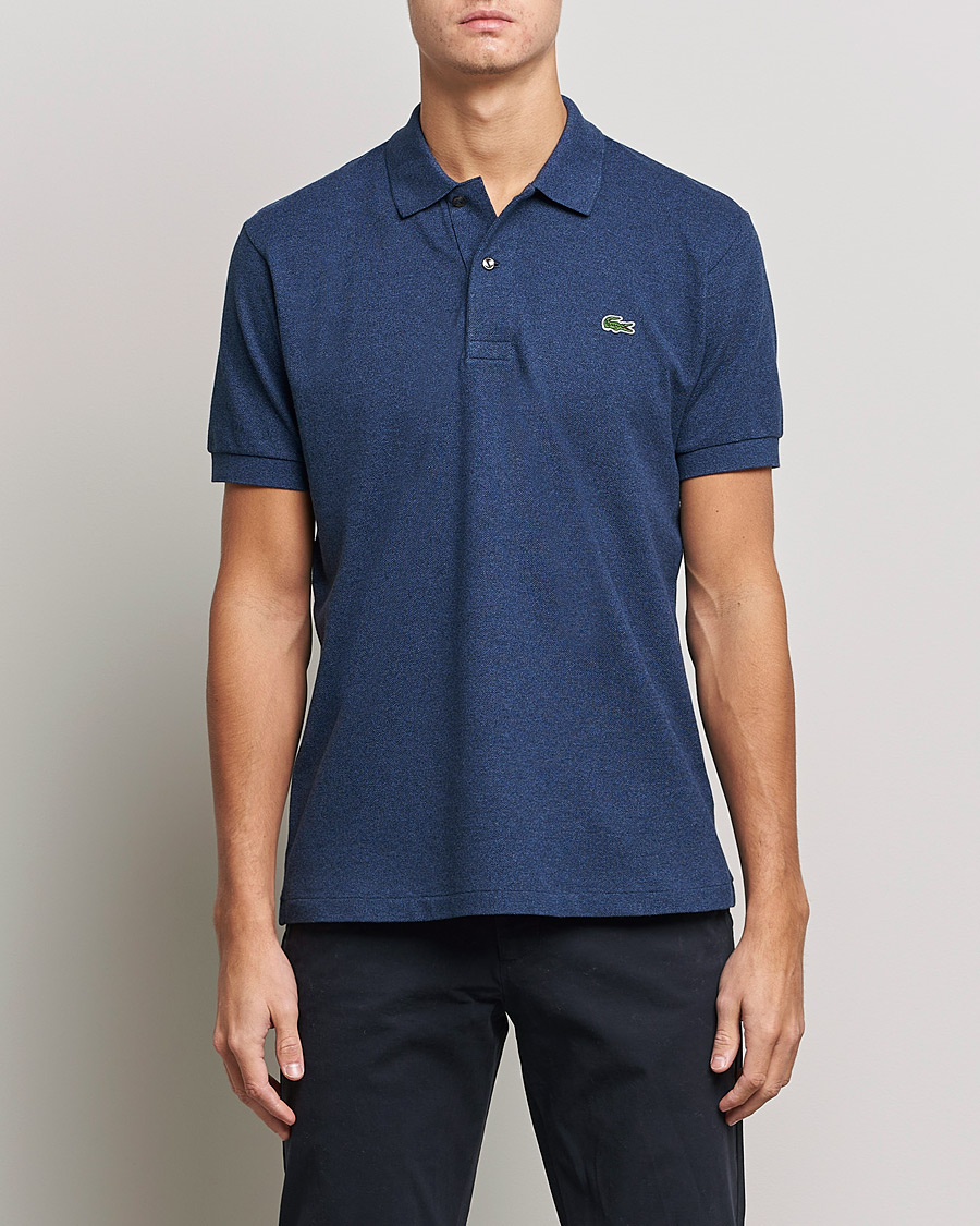 Men | Polo Shirts | Lacoste | Original Polo Melange Piké Dark Indigo Blue