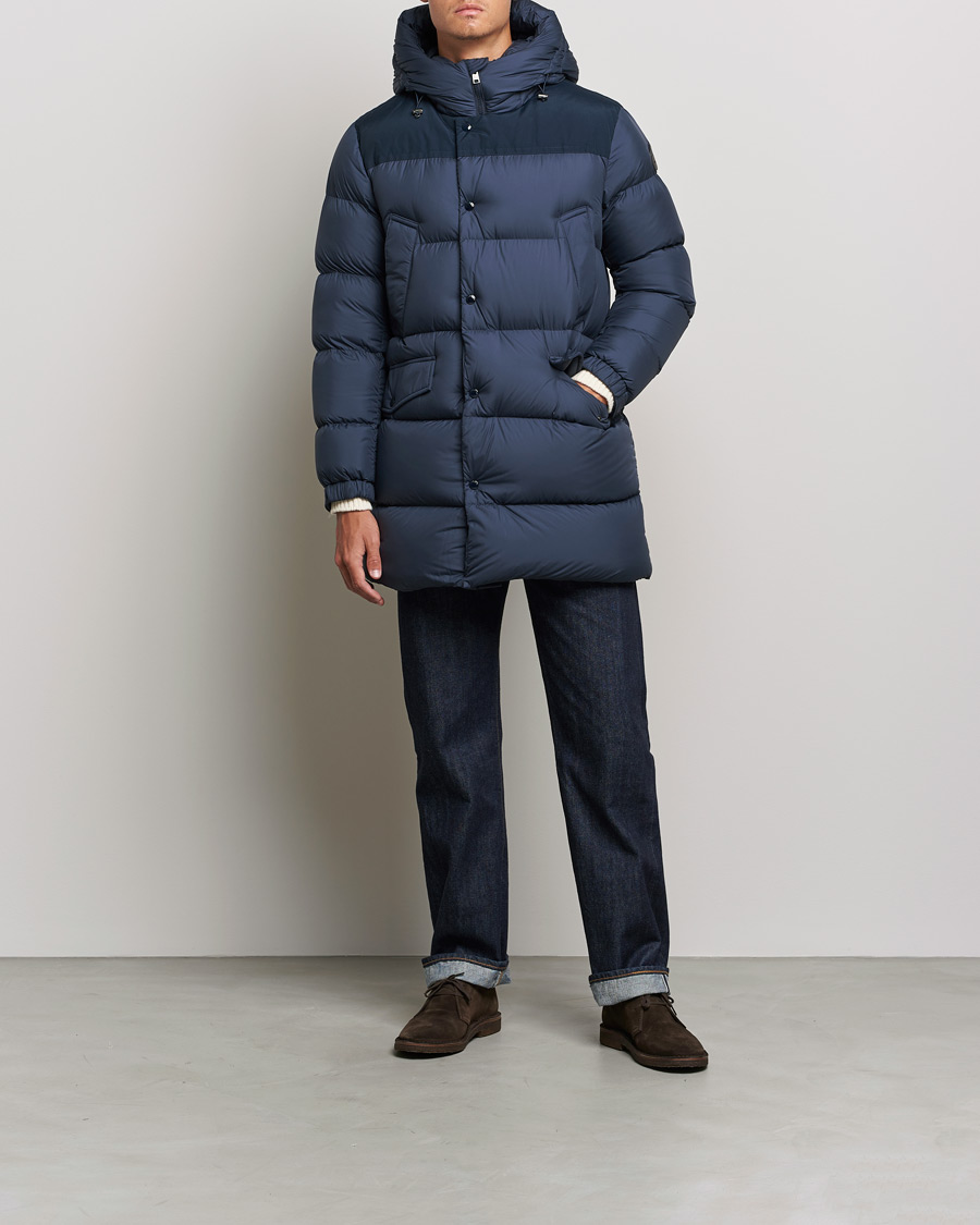 Men | Coats & Jackets | Woolrich | Microfiber Sierra Padded Parka Melton Blue