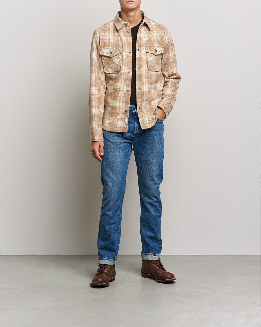 Men | Shirts | Woolrich | Alaskan Melton Wool Overshirt Camel Hunting