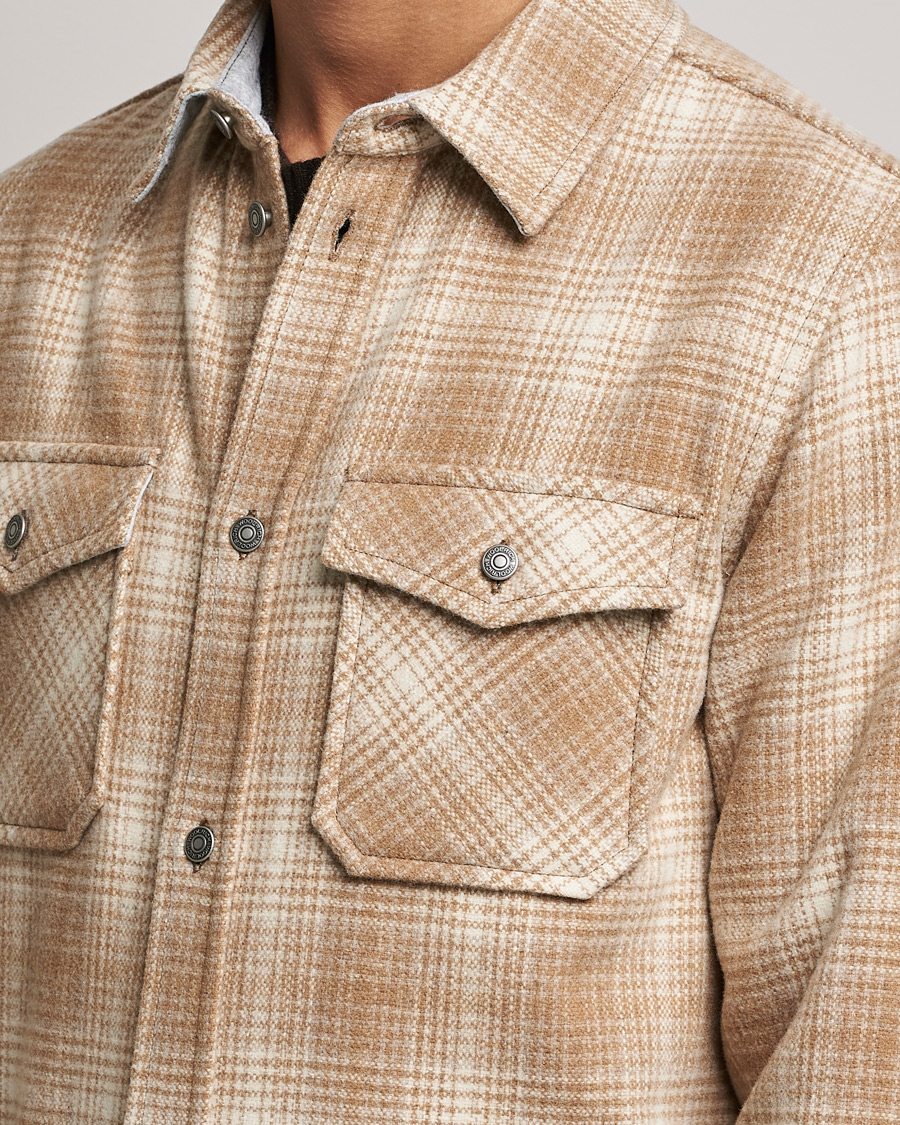 Men | Shirts | Woolrich | Alaskan Melton Wool Overshirt Camel Hunting