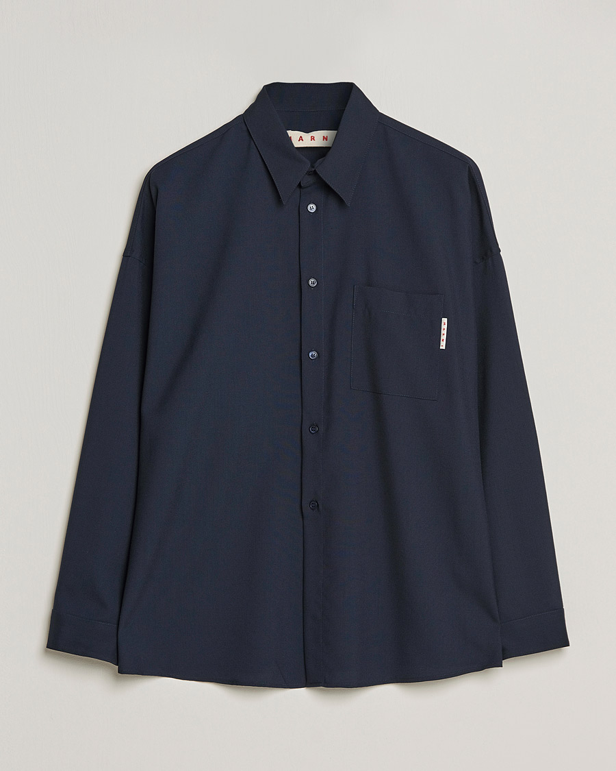 Men | Shirts | Marni | Tropical Wool Oversize Shirt Blublack