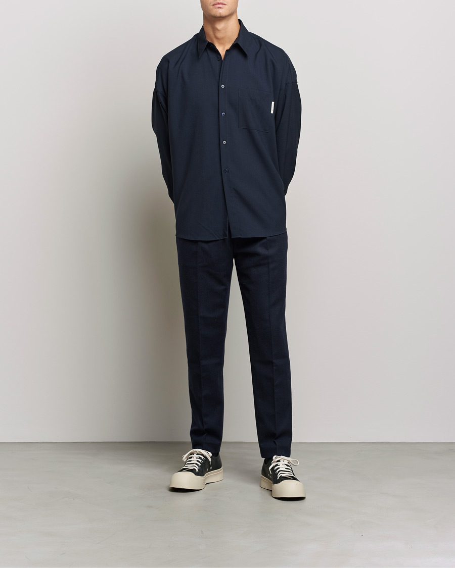 Men | Shirts | Marni | Tropical Wool Oversize Shirt Blublack