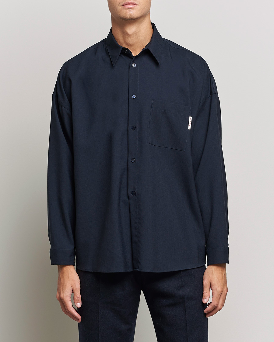 Men | Shirts | Marni | Tropical Wool Oversize Shirt Blublack