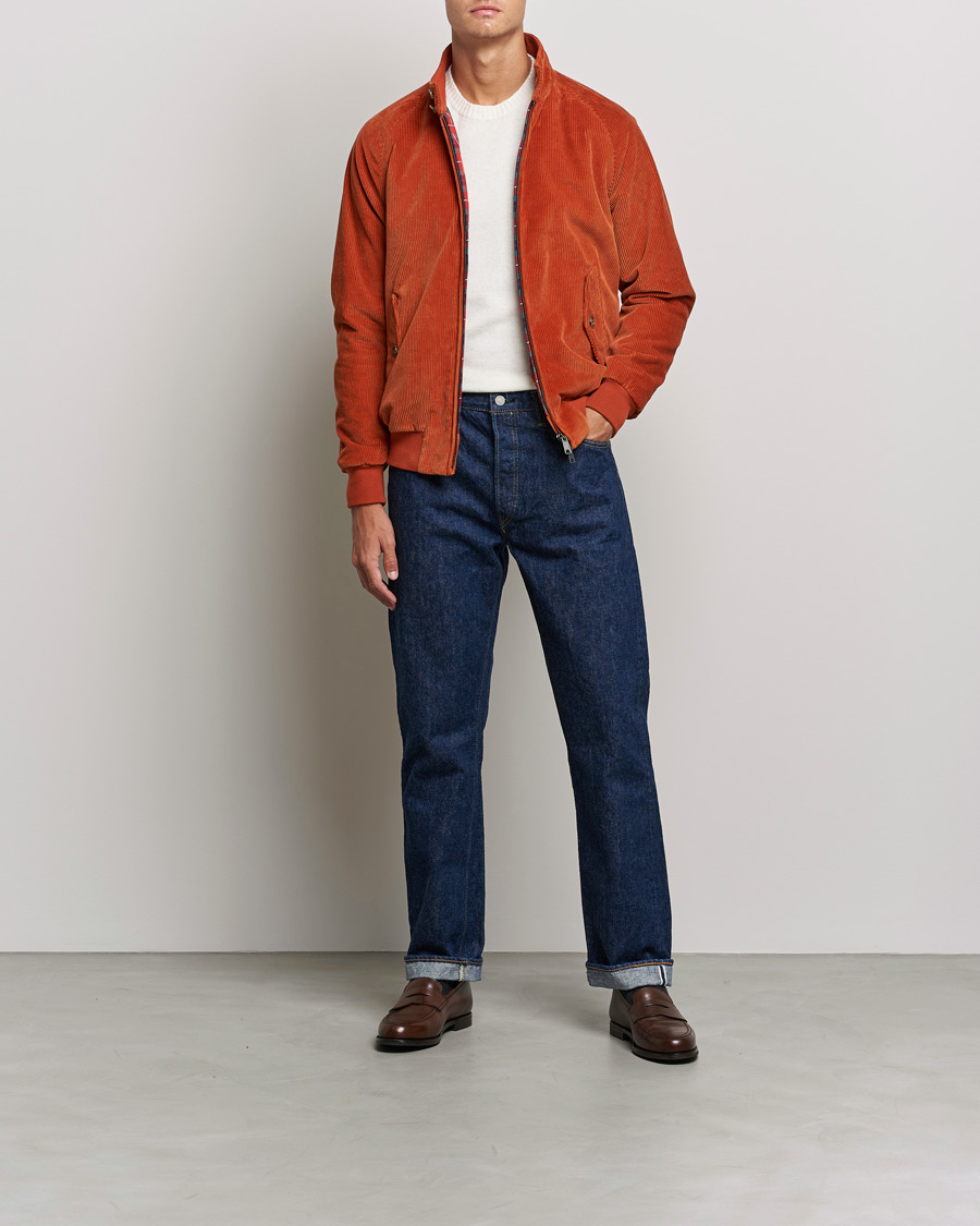 Men | Coats & Jackets | Baracuta | G9 Padded Corduroy Harrington Jacket Dark Orange