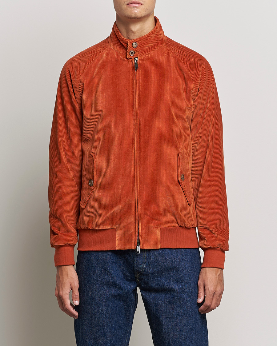 Men | Coats & Jackets | Baracuta | G9 Padded Corduroy Harrington Jacket Dark Orange
