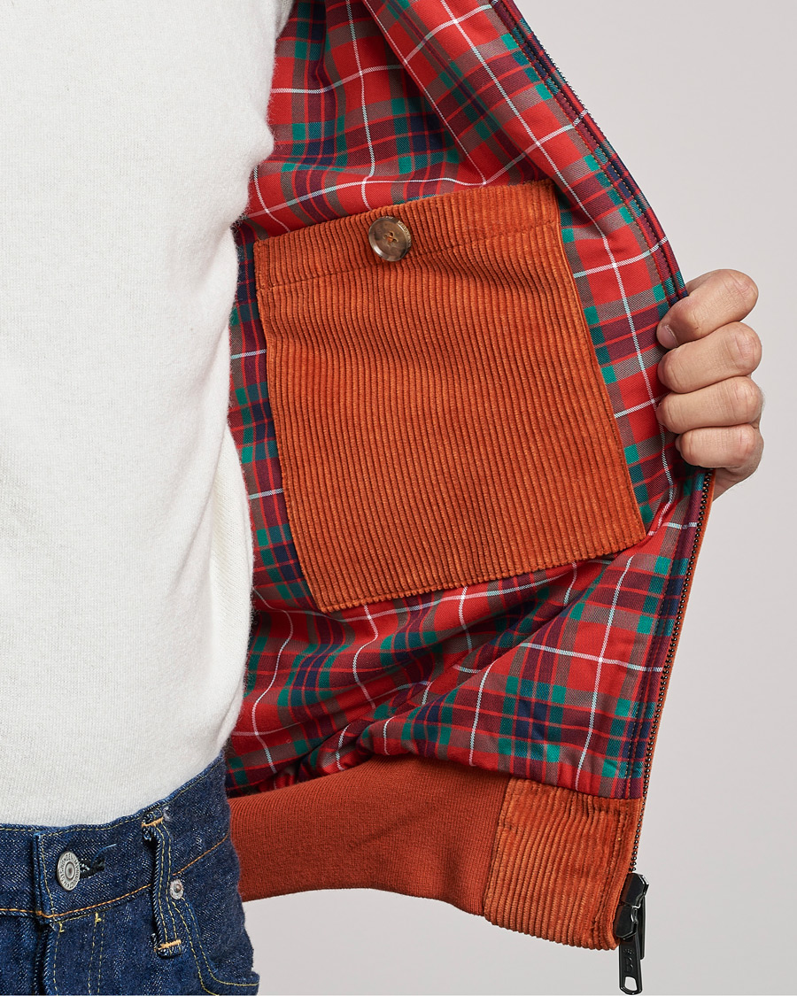 Men | Coats & Jackets | Baracuta | G9 Padded Corduroy Harrington Jacket Dark Orange