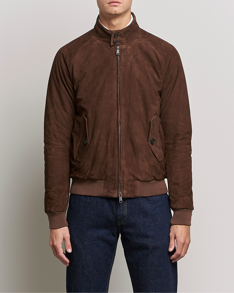 Men | Coats & Jackets | Baracuta | G9 Winter Suede Harrington Jacket Chocolate