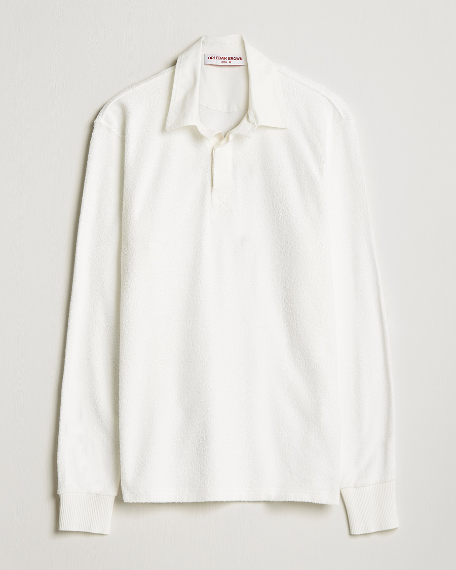 Men | Sweaters & Knitwear | Orlebar Brown | Tasman Garment Dyed Cotton Toweling Polo Cloud