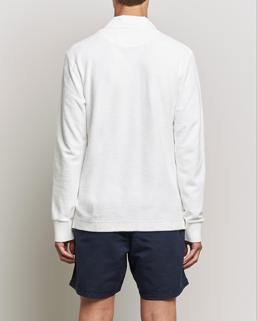 Men | Sweaters & Knitwear | Orlebar Brown | Tasman Garment Dyed Cotton Toweling Polo Cloud