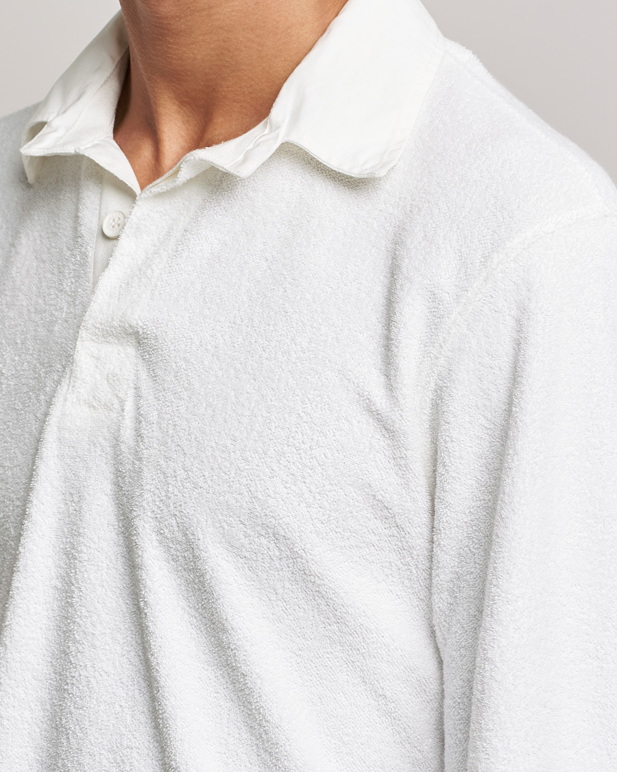 Men | Sweaters & Knitwear | Orlebar Brown | Tasman Garment Dyed Cotton Toweling Polo Cloud