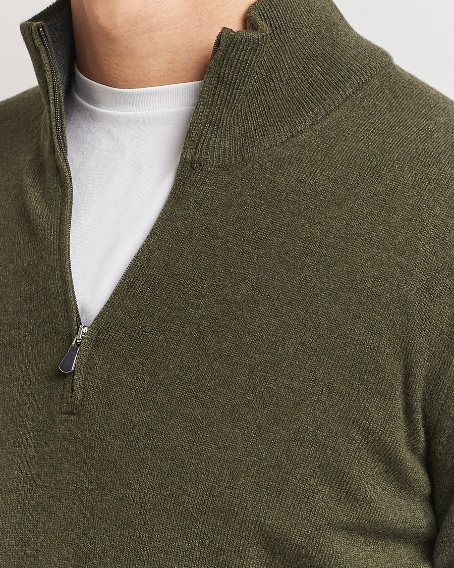 Men | Sweaters & Knitwear | Gran Sasso | Wool/Cashmere Half Zip Olive Melange