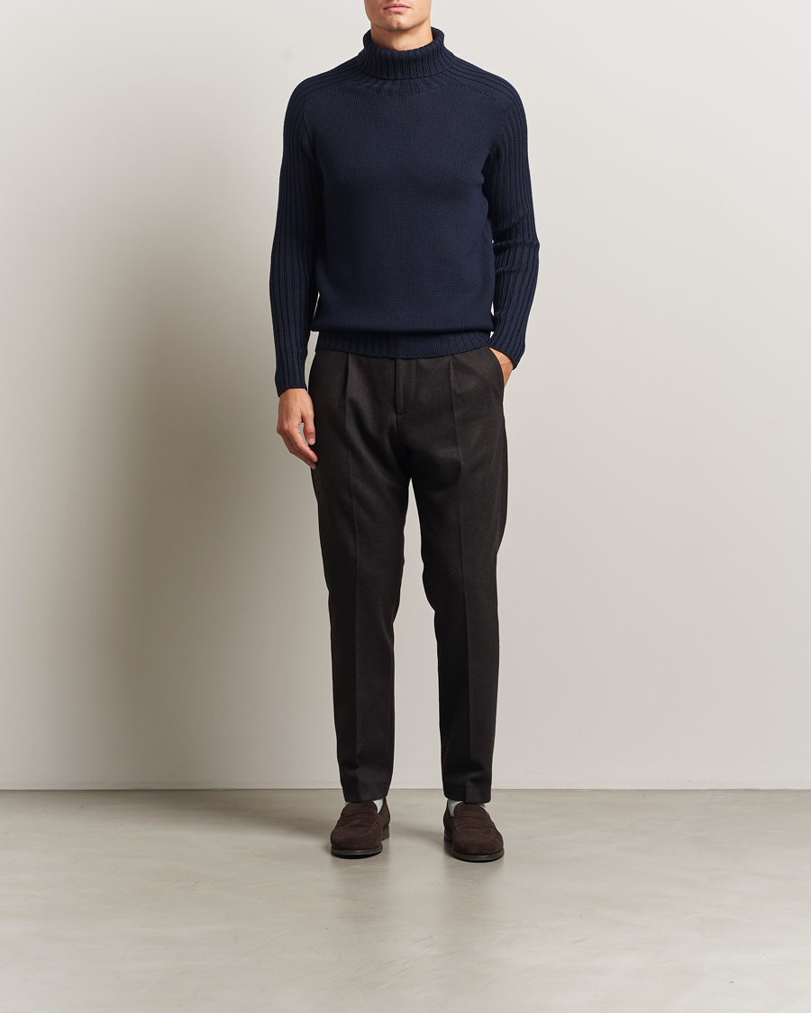Men | Sweaters & Knitwear | Gran Sasso | Rainwool Rollneck Navy