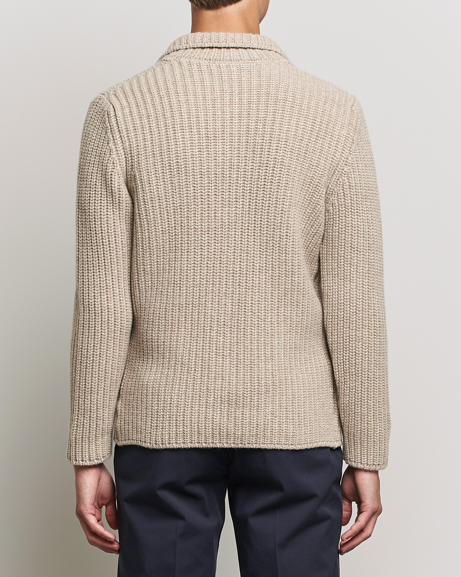 Men | Sweaters & Knitwear | Gran Sasso | Heavy Wool Knitted Blazer Cardigan Beige