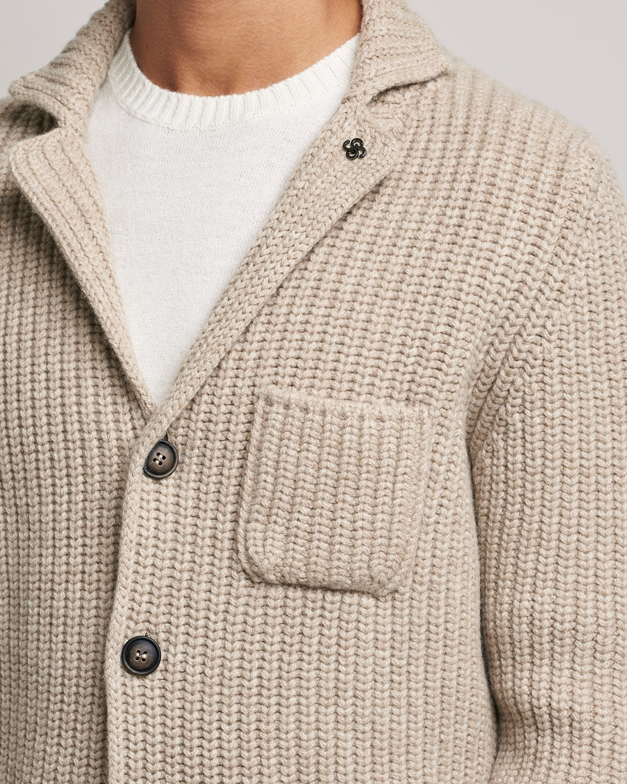 Men | Sweaters & Knitwear | Gran Sasso | Heavy Wool Knitted Blazer Cardigan Beige