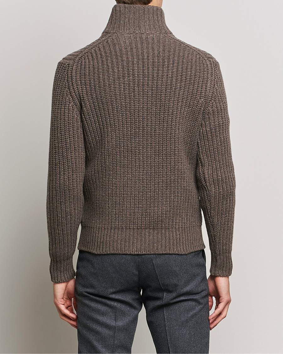 Men | Sweaters & Knitwear | Gran Sasso | Heavy Wool/Cashmere Full Zip Brown