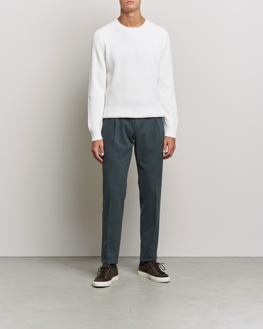 Men | Sweaters & Knitwear | Gran Sasso | Knitted Wool/Cashmere Structure Crewneck Off White