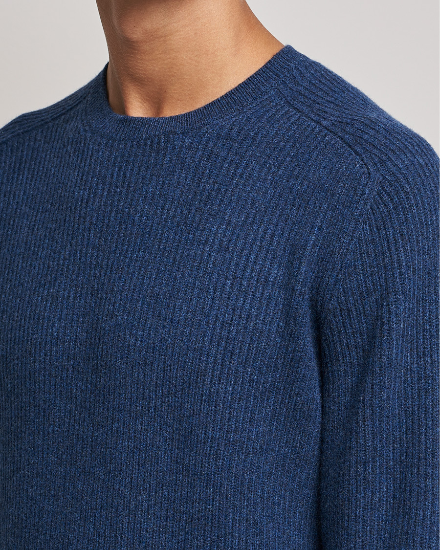 Men | Sweaters & Knitwear | Gran Sasso | Knitted Wool/Cashmere Structure Crewneck Navy