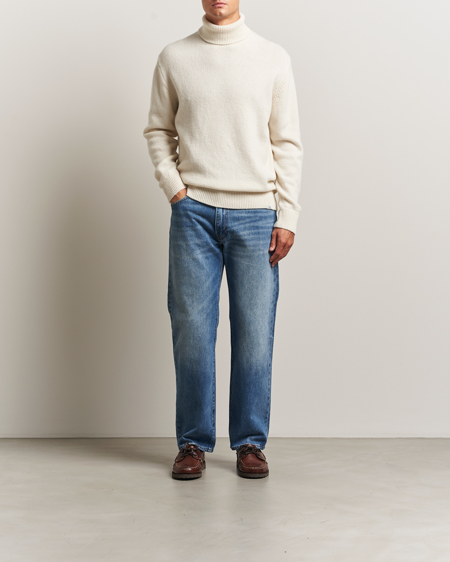 Men | Sweaters & Knitwear | Merz b. Schwanen | Merino/Cashmere Knitted Turtleneck Nature