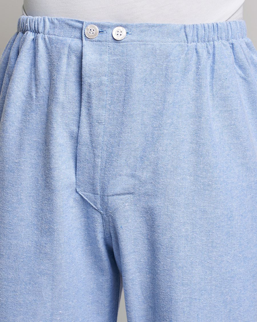 Men | Pyjamas & Robes | Derek Rose | Brushed Cotton Flannel Herringbone Pyjama Set Blue