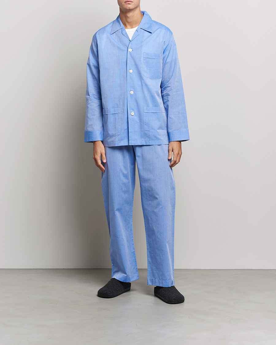 Men | Derek Rose Cotton Pyjama Set Blue | Derek Rose | Cotton Pyjama Set Blue