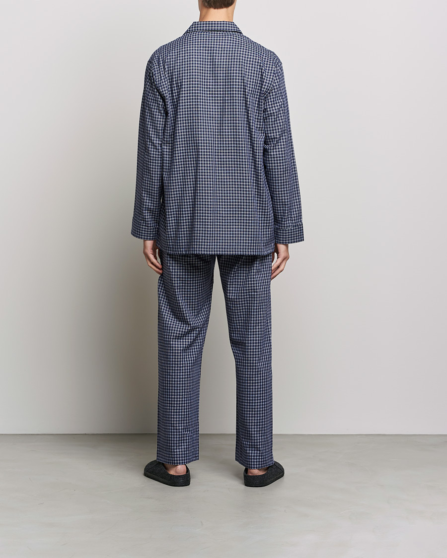 Men | Derek Rose Checked Cotton Pyjama Set Navy | Derek Rose | Checked Cotton Pyjama Set Navy