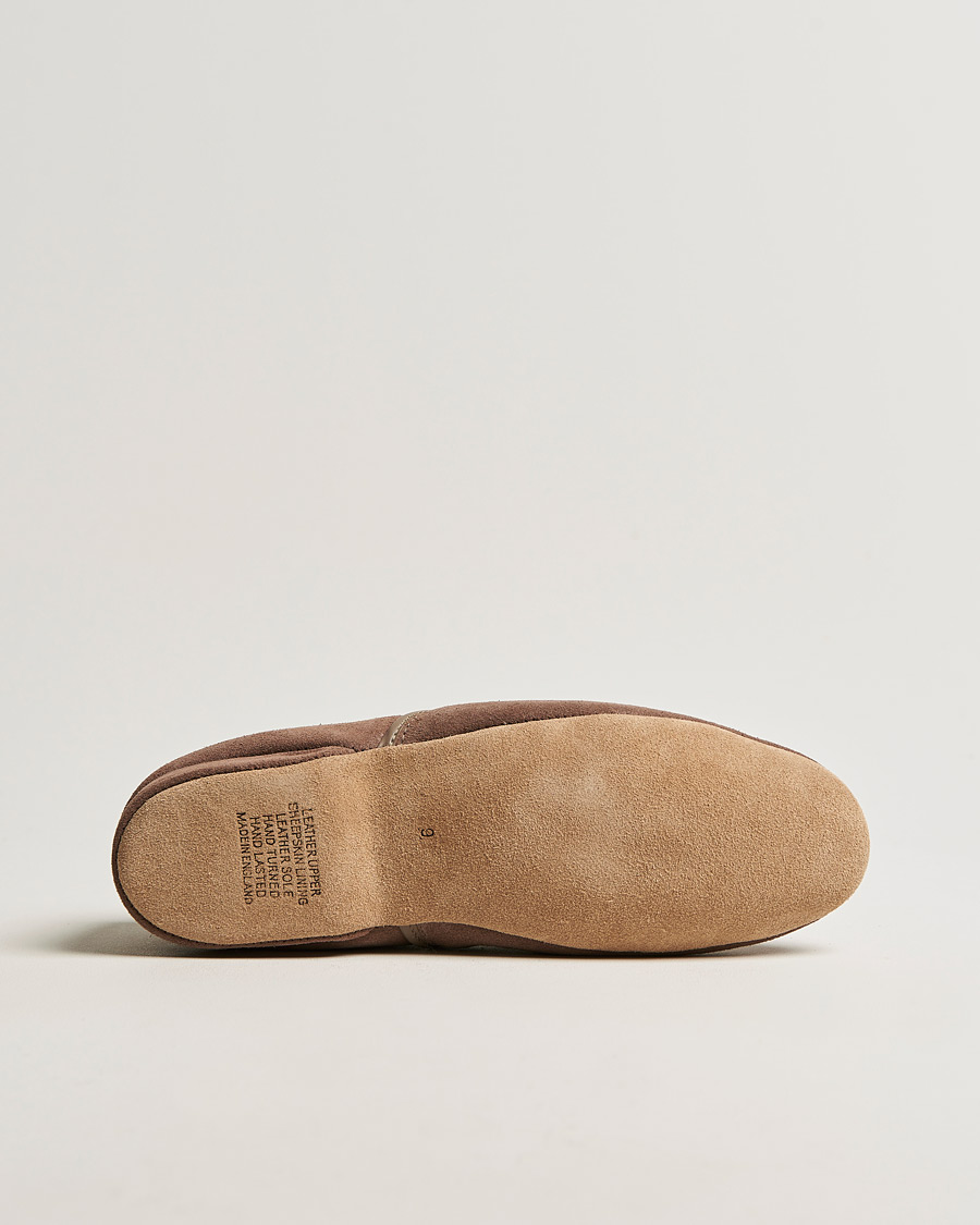 Men | Derek Rose Crawford Sheepskin Suede Slippers Beige | Derek Rose | Crawford Sheepskin Suede Slippers Beige