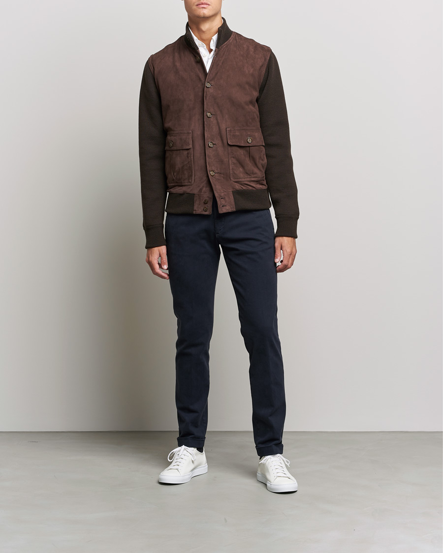 Men | Trousers | Briglia 1949 | Slim Fit Cotton Stretch Chino Navy