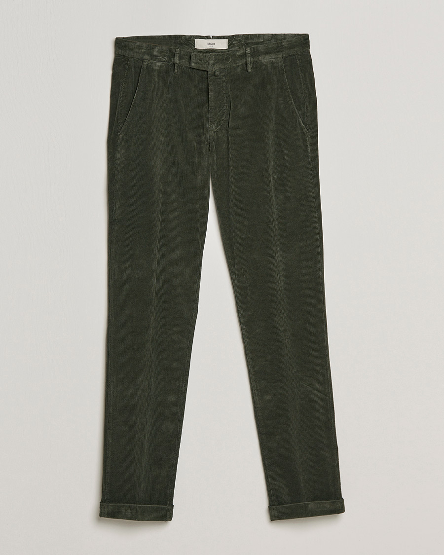 Men | Trousers | Briglia 1949 | Slim Fit Corduroy Trousers Dark Green