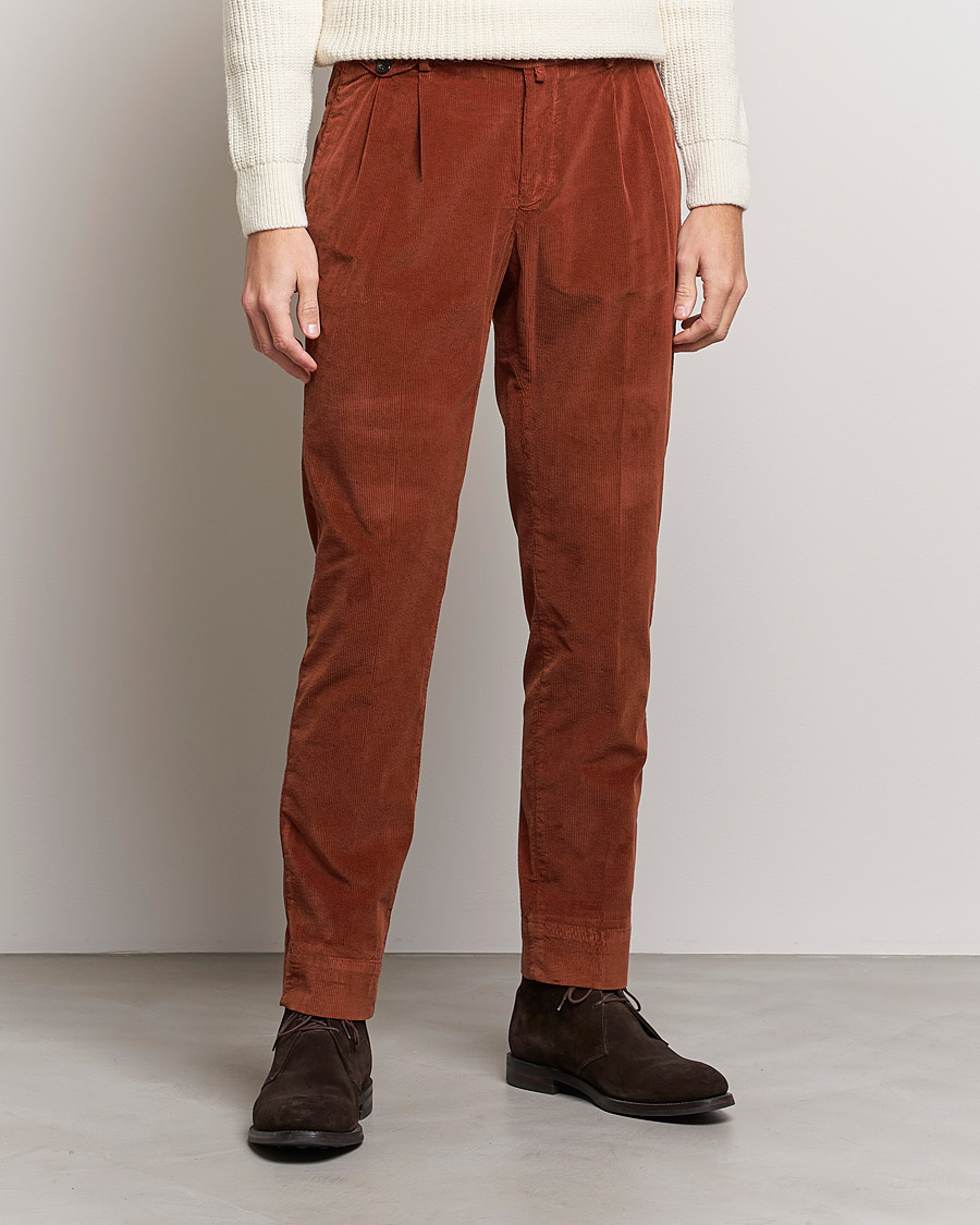 Men | Trousers | Briglia 1949 | Easy Fit Corduroy Trousers Rust Red