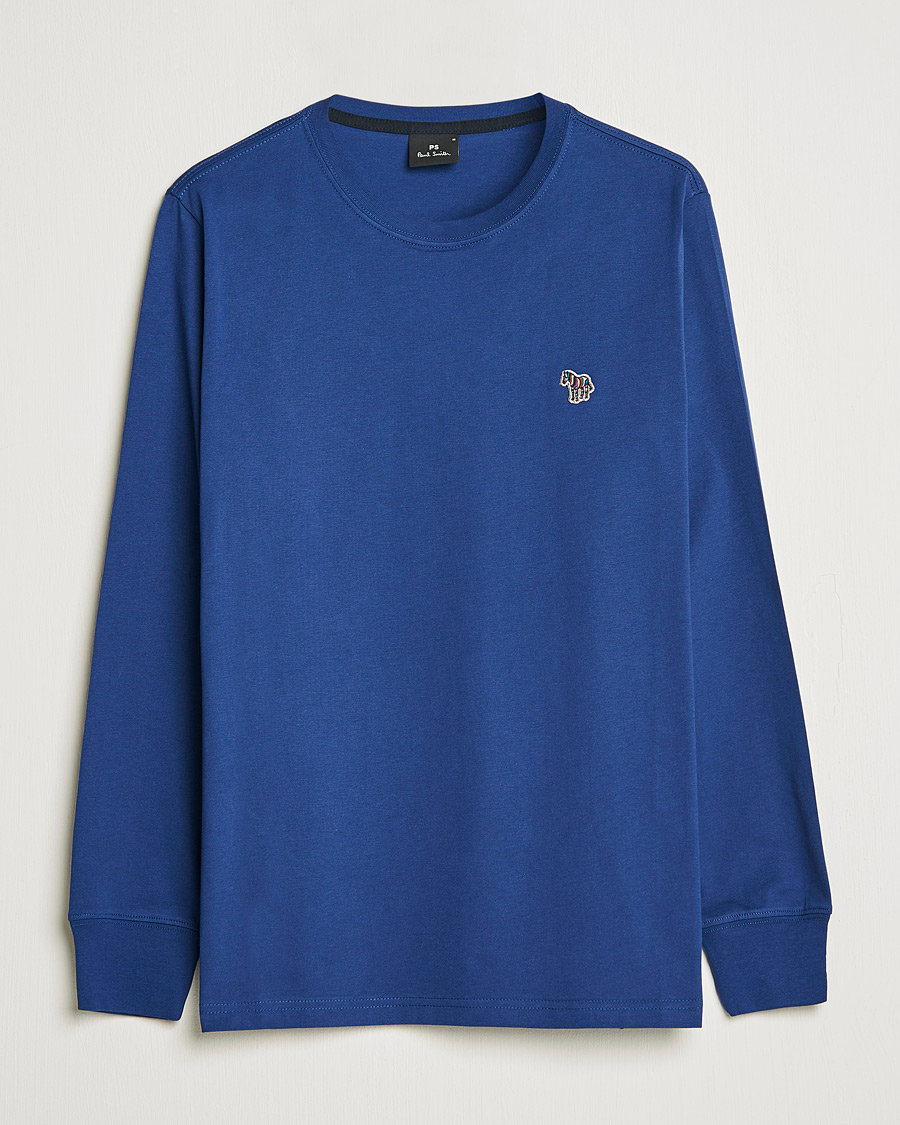 Men | T-Shirts | PS Paul Smith | Zebra Organic Cotton Long Sleeve T-Shirt Navy