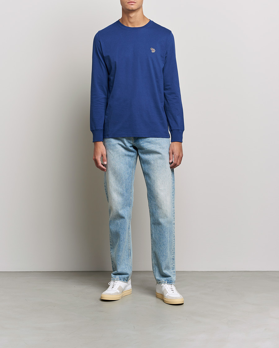 Men | T-Shirts | PS Paul Smith | Zebra Organic Cotton Long Sleeve T-Shirt Navy