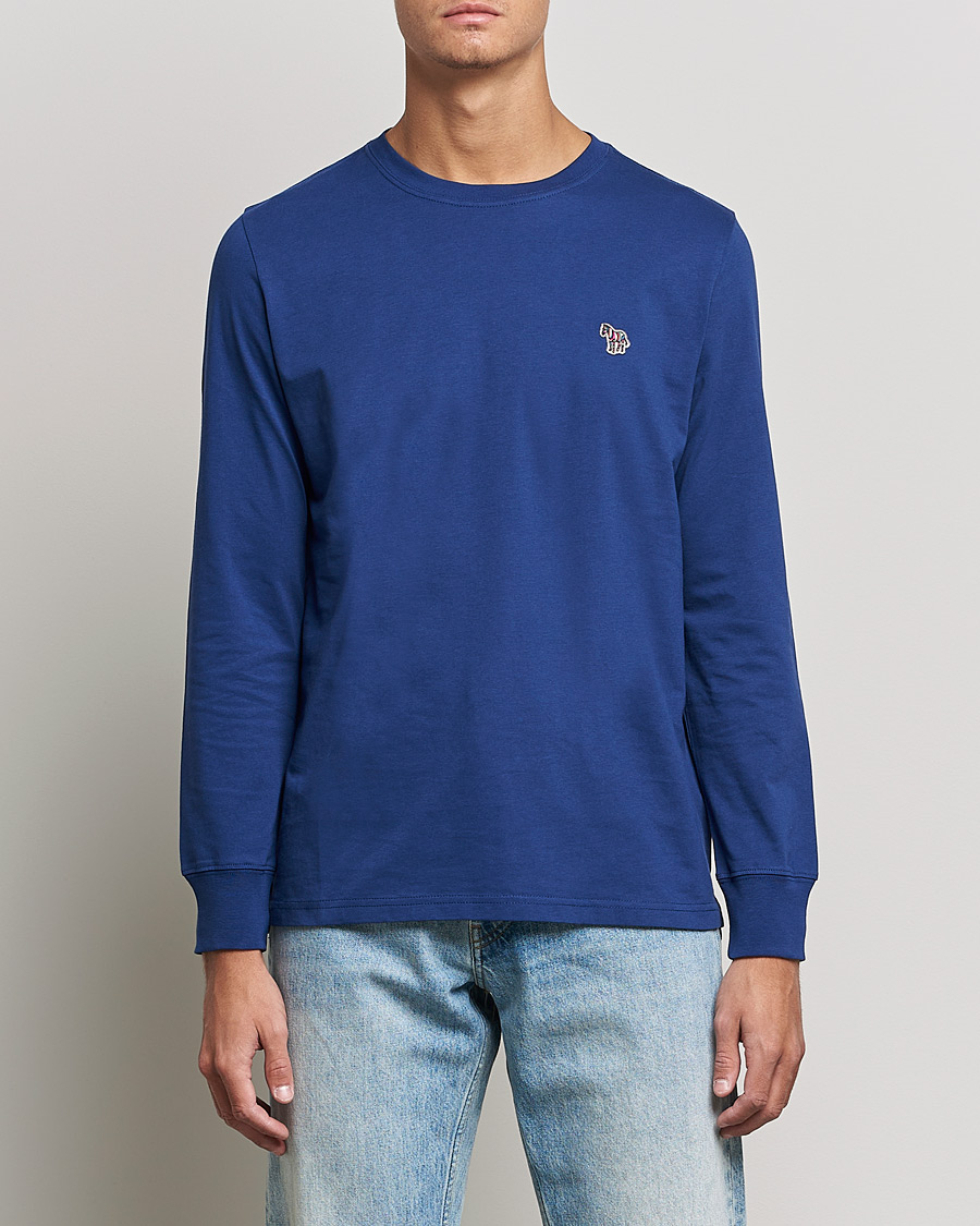 Men | T-Shirts | PS Paul Smith | Zebra Organic Cotton Long Sleeve T-Shirt Navy