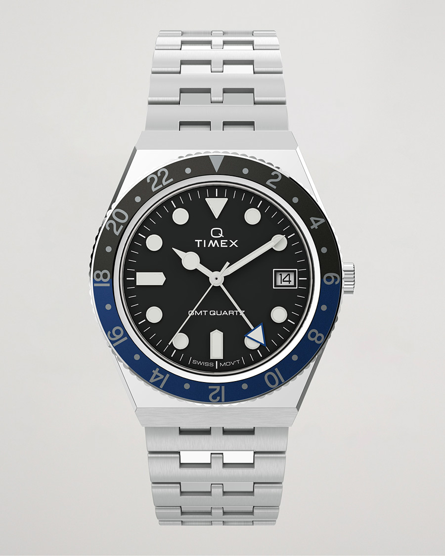 Men | Timex Q Diver GMT 38mm Black/Blue | Timex | Q Diver GMT 38mm Black/Blue
