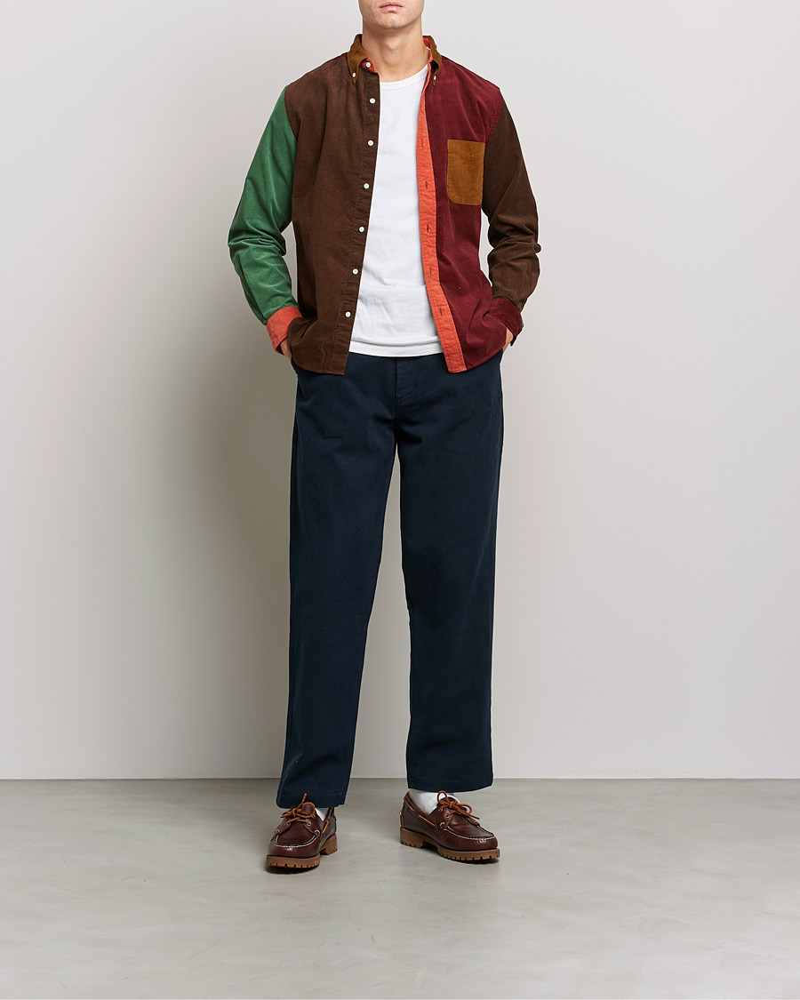 Men | Shirts | BEAMS PLUS | Corduroy Panel Button Down Shirt Golden Brown