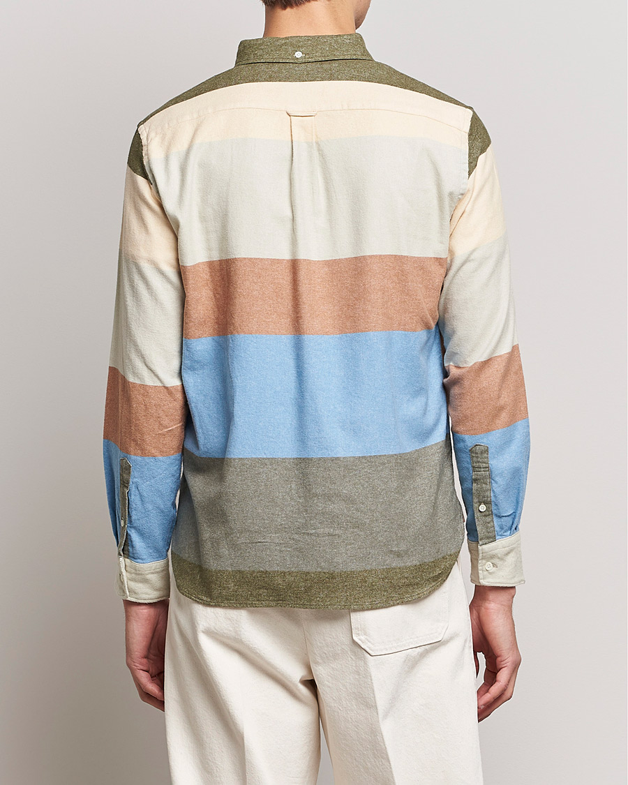 Men | Shirts | BEAMS PLUS | Flannel Multi Stripe Shirt Olive/Cream