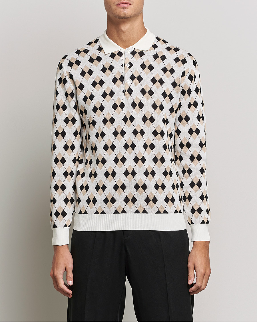 Men | Sweaters & Knitwear | BEAMS PLUS | Argyle Knitted Polo Off White