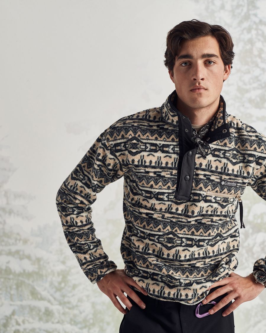 Men | Sweaters & Knitwear | Columbia | Helvetia Half Snap Fleece Ancient Fossil 80s Print