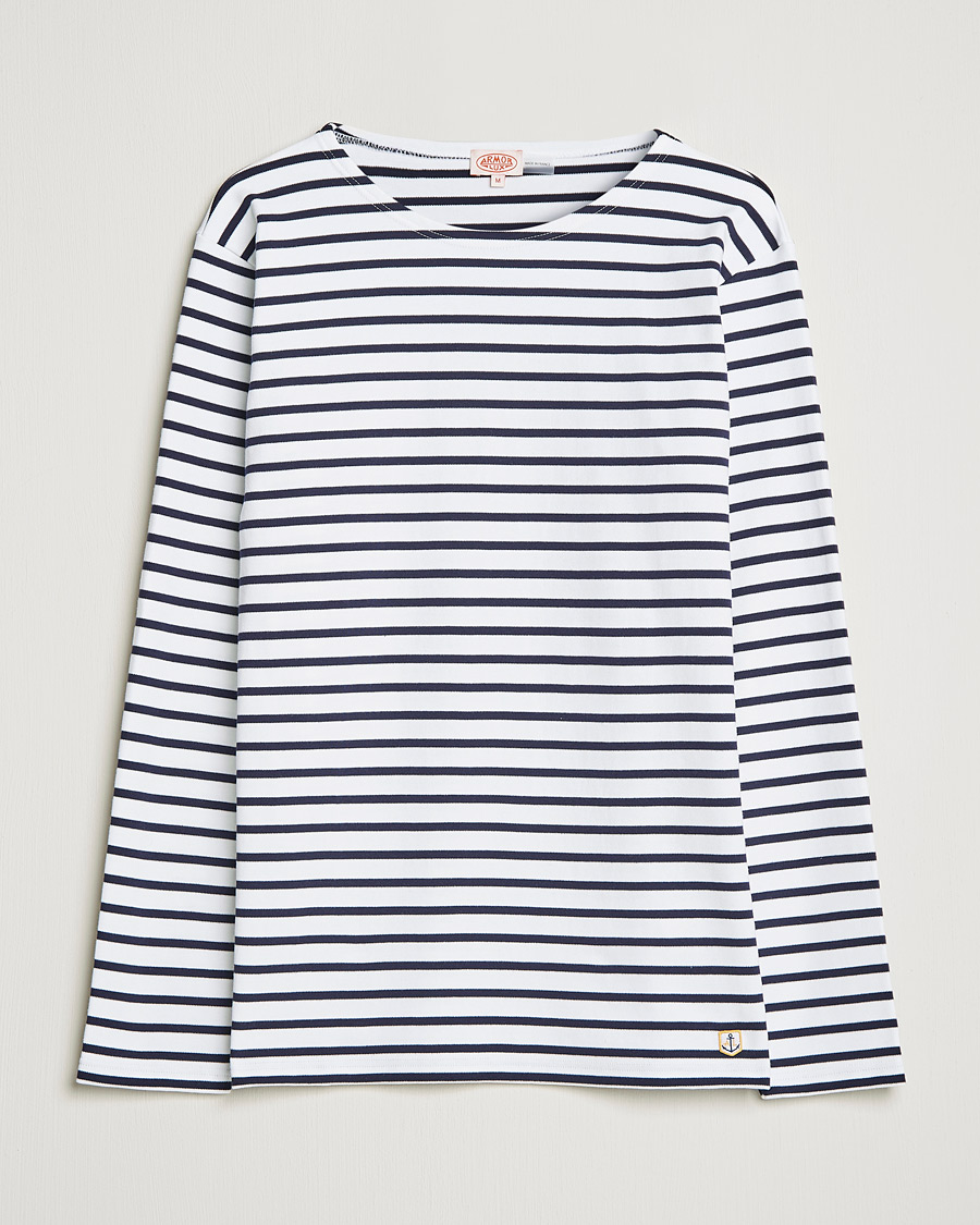 Men | T-Shirts | Armor-lux | Houat Héritage Stripe Long Sleeve T-Shirt White/Navy