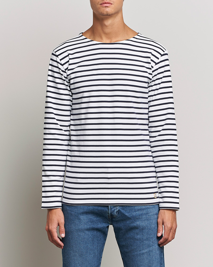 Men | T-Shirts | Armor-lux | Houat Héritage Stripe Long Sleeve T-Shirt White/Navy