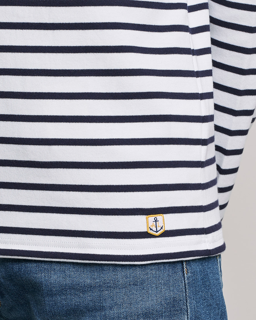Men | T-Shirts | Armor-lux | Houat Héritage Stripe Long Sleeve T-Shirt White/Navy