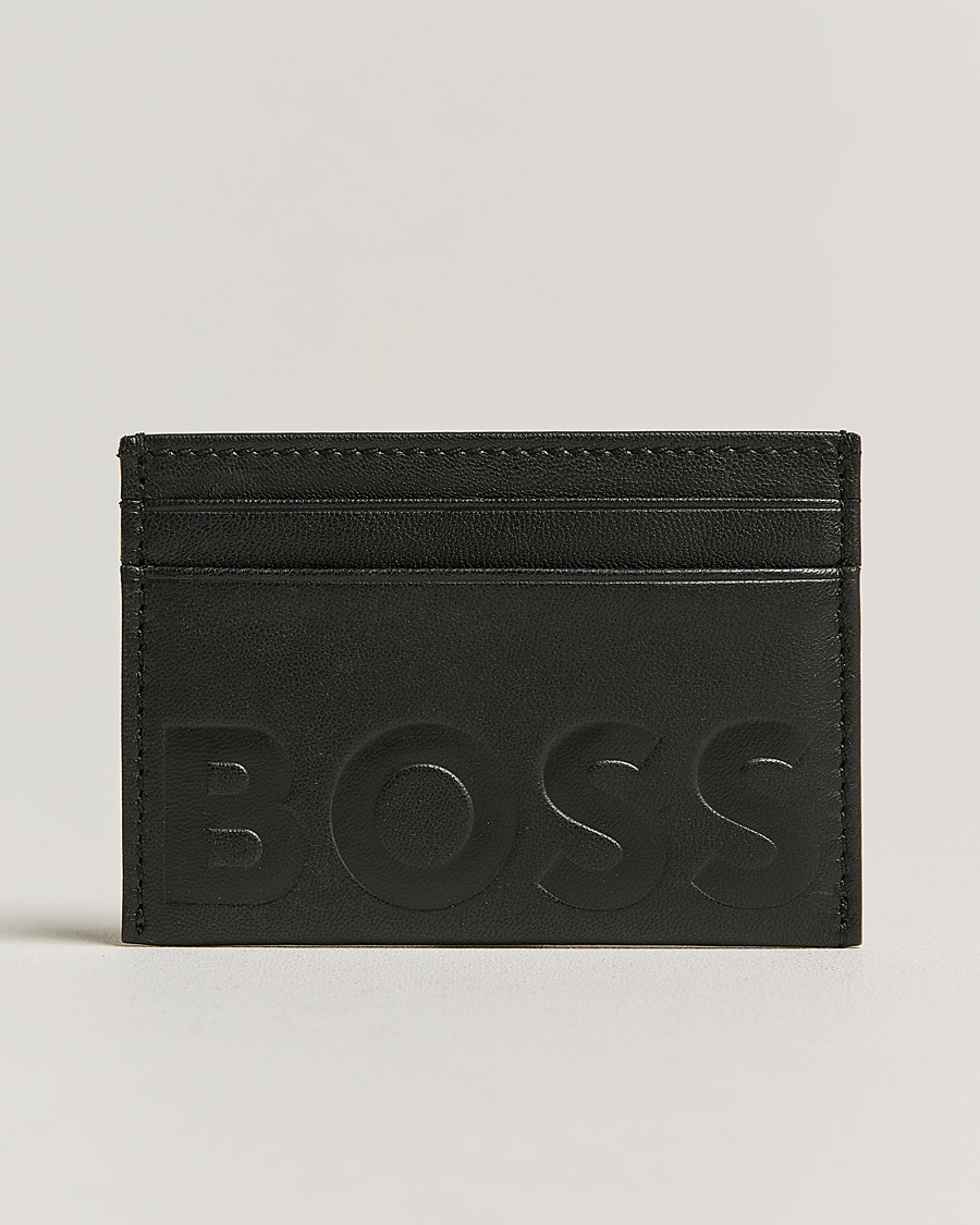Men | Wallets | BOSS BLACK | Signature Leather Card Holder Black