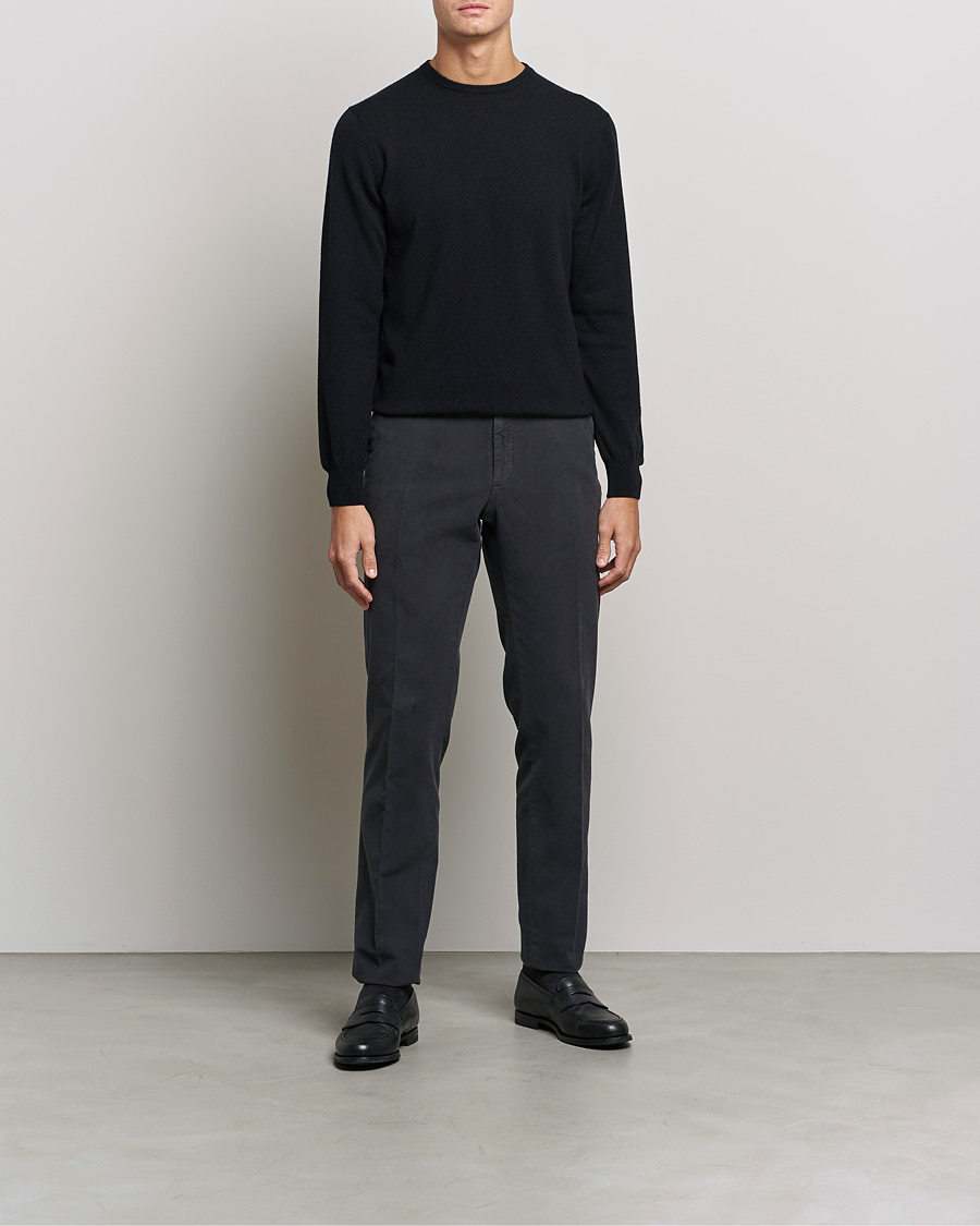 Men | Sweaters & Knitwear | Piacenza Cashmere | Cashmere Crew Neck Sweater Black