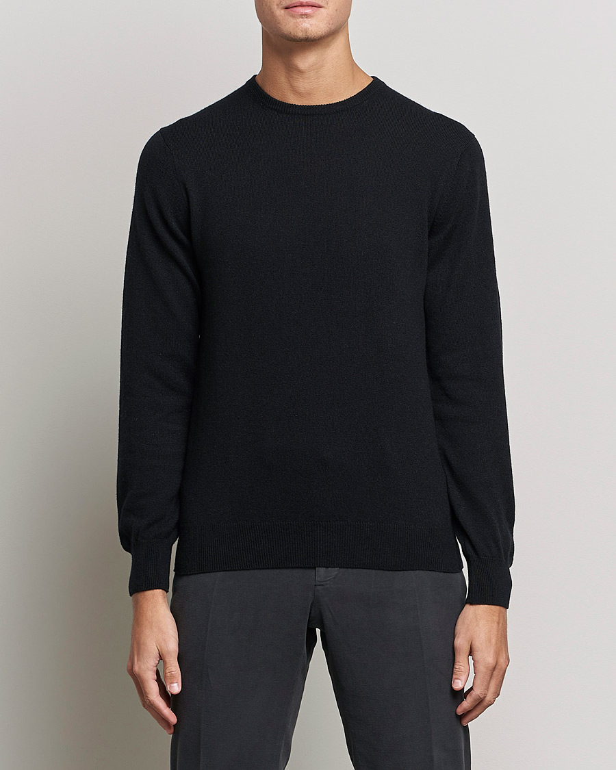 Men | Sweaters & Knitwear | Piacenza Cashmere | Cashmere Crew Neck Sweater Black