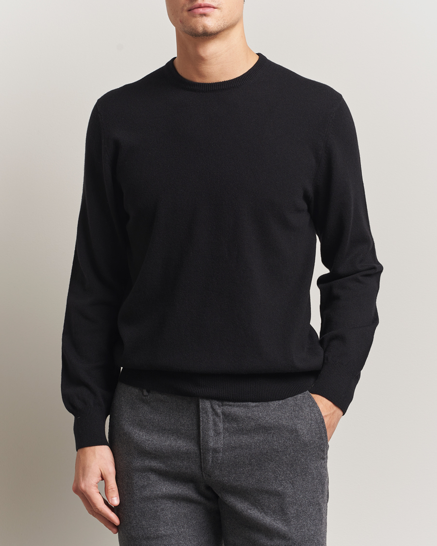 Men | Sweaters & Knitwear | Piacenza Cashmere | Cashmere Crew Neck Sweater Black